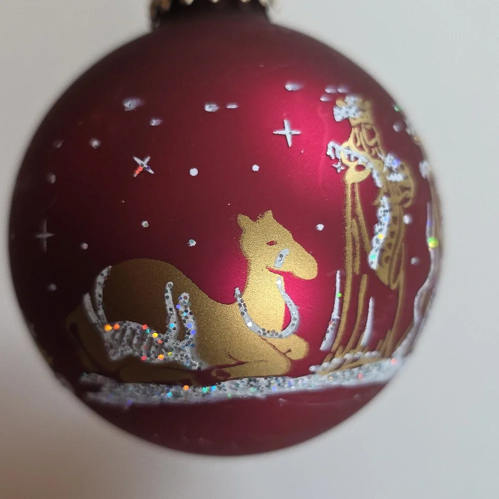 Christmas Ornaments - Elegant Red and Gold Nativity Scene Set Of 4